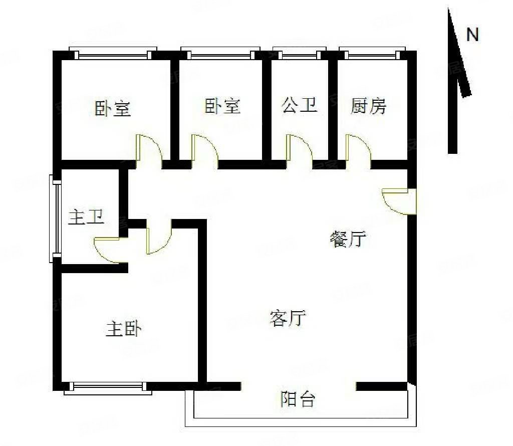 香域花园3室2厅2卫116㎡南北55万