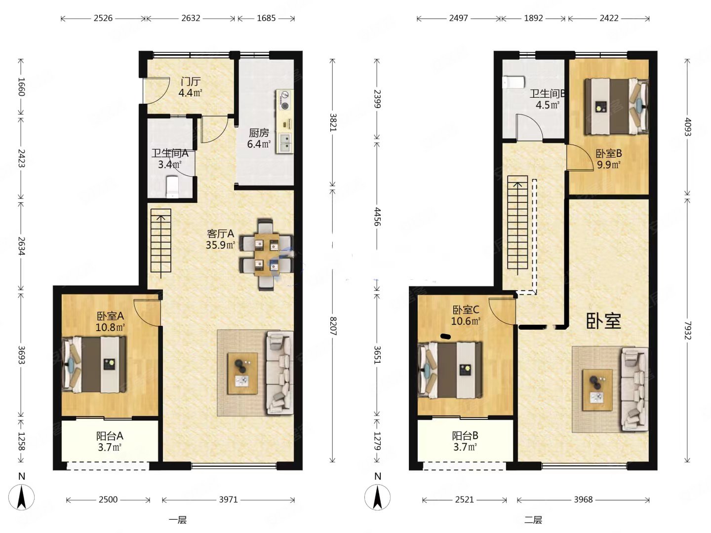 华府国际纯边户顶跃4房独立入户阳台楼下带房间