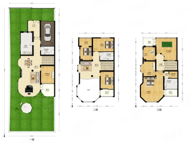 一栋洋房4室2厅3卫175㎡南北800万