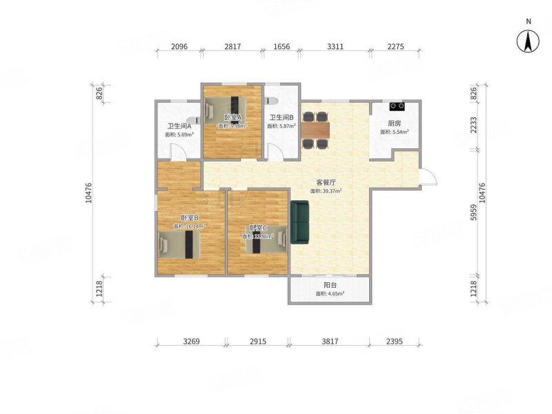 湾 产权清晰 南北通透 医疗配套成熟 出行方便,钻石湾二手房,310万,3