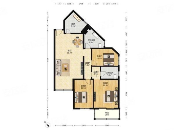 颐源居3室2厅2卫144㎡西南1570万