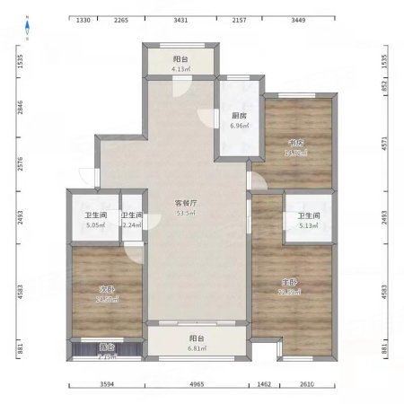 华源滨河一号3室1厅1卫128㎡南北61.8万