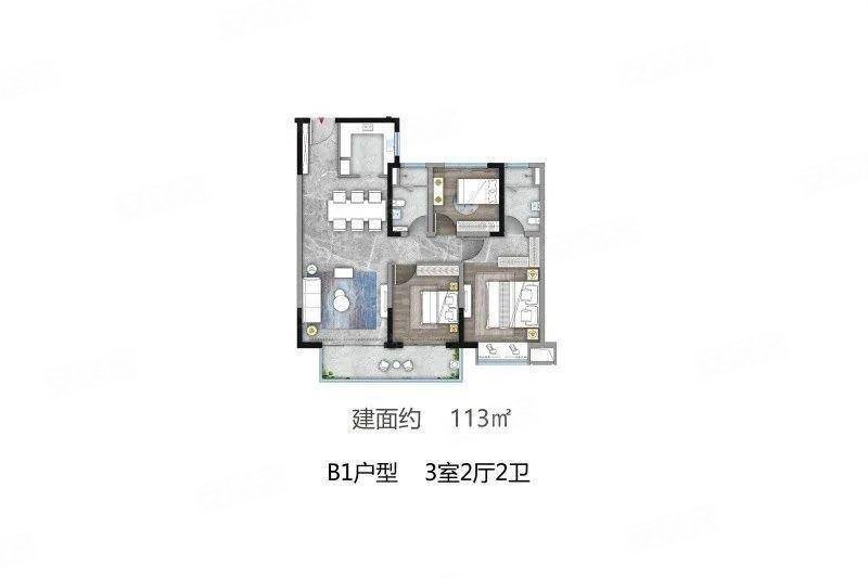 万科金域水岸3室2厅2卫112.13㎡南122万