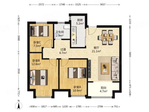 汇锦城二期精装三房出租,邻居新环广场生活