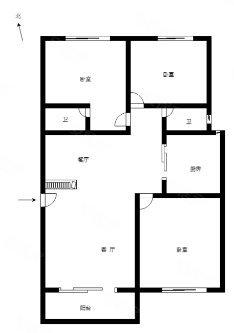 和昌商城二期3室2厅2卫118㎡南北242万