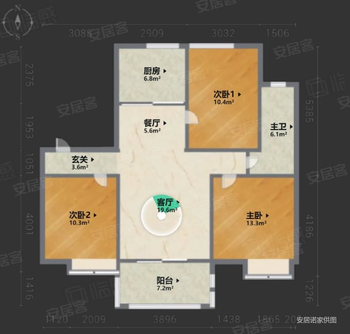 苏宁悦城(A区)3室2厅1卫122.49㎡南300万