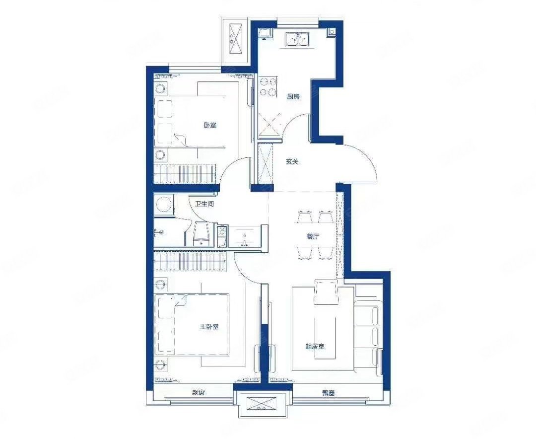 鹏渤印象城牛津花园2室2厅1卫75㎡南北55万