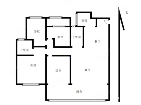 恒地玺悦4室2厅2卫135.75㎡南北119万