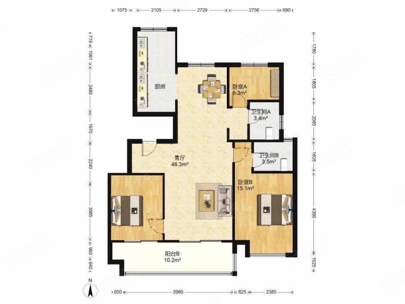 花园电梯洋房 一楼带大院 前后院子 户型方正,文一名门森林语二手房