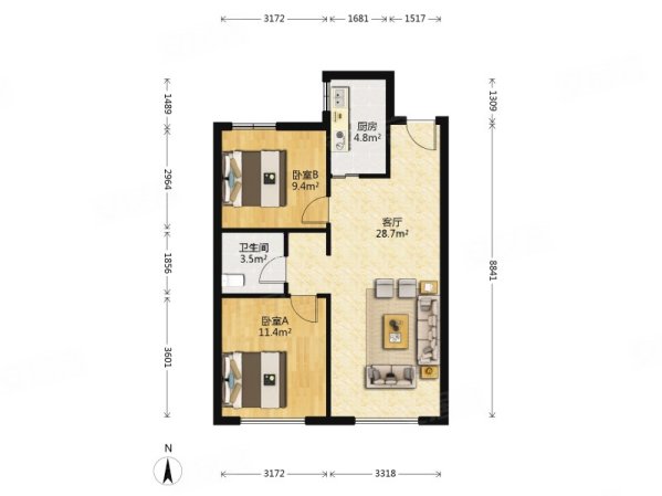 带电梯 医疗配套成熟 大两房 楼龄新 精装好房 满五,格调绮园二手房
