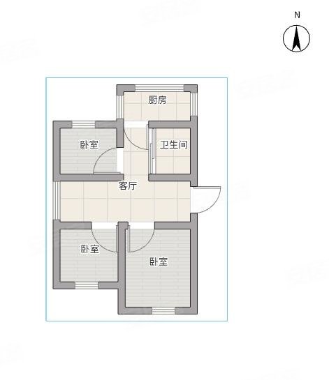 第九街区3室2厅1卫103.86㎡南北85万