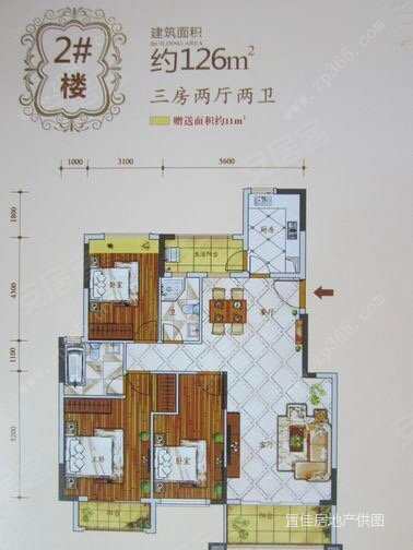 御江帝景3室2厅2卫123.65㎡南49.2万