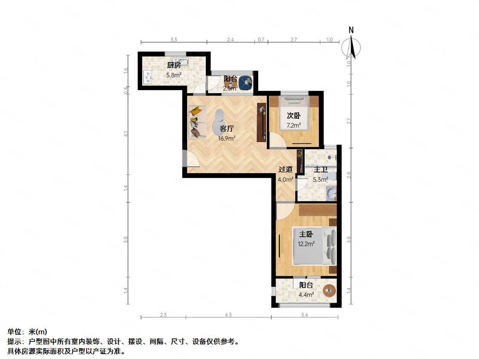 桂花锦苑2室1厅1卫76.09㎡南北210万