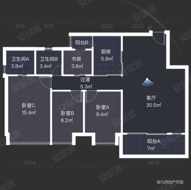 南景园4室2厅2卫116㎡东南490万