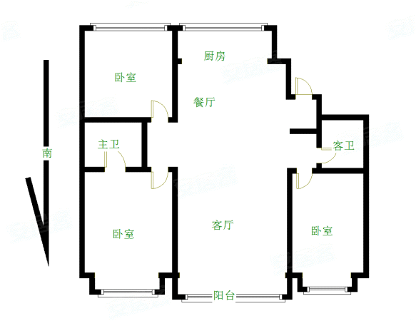 亿利生态城东区3室2厅2卫165㎡南北175万