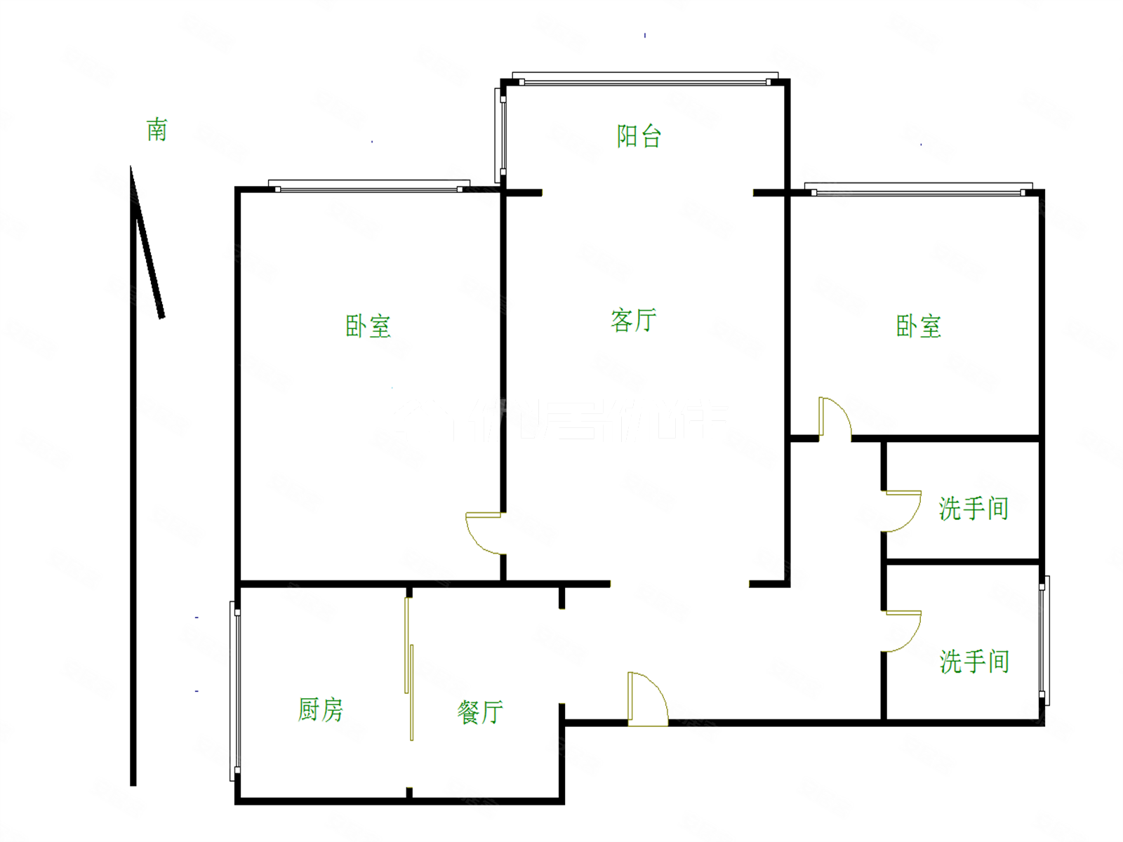 农业厅宿舍楼2室2厅1卫96.47㎡南北150万