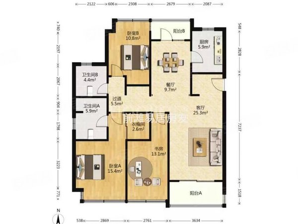 前滩标杆 晶耀名邸一期 高区大三房 产权