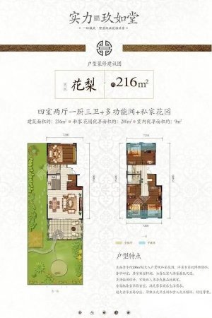 实力玖如堂(三期)4室2厅3卫218.51㎡南北495万