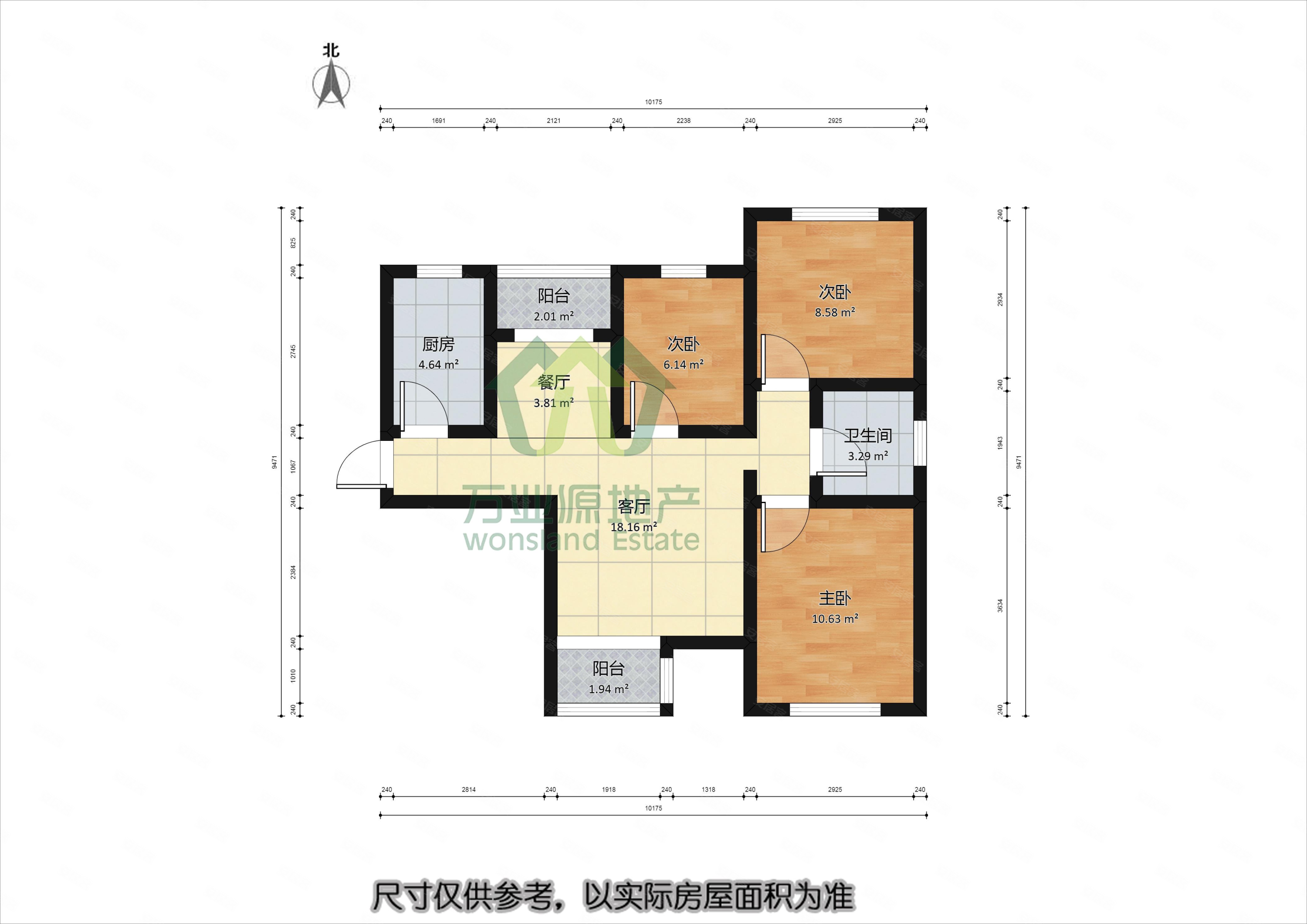 联发第五街3室1厅1卫94.76㎡南北148万