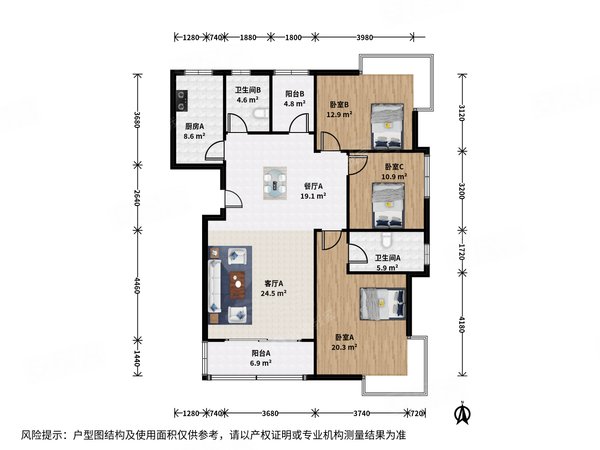 杭州滨江长河南岸晶都花园整租长河南岸晶都花园3室2厅出租房源真实