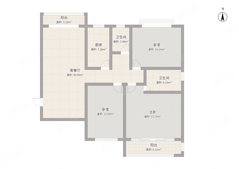 锦泰名城3室2厅2卫142㎡南北105万