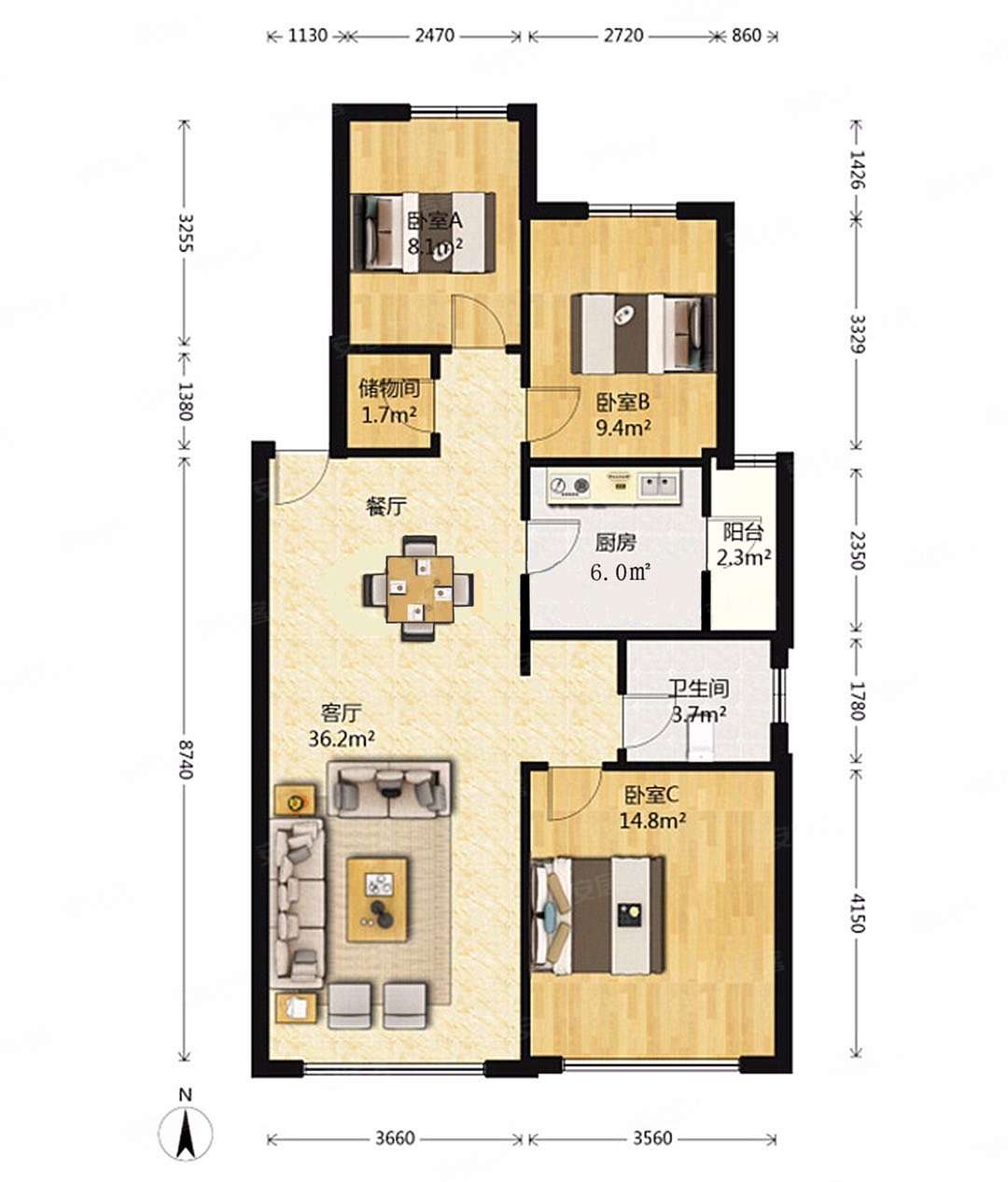 203w89加19平e户型万科金域华府二期经开5小地铁口