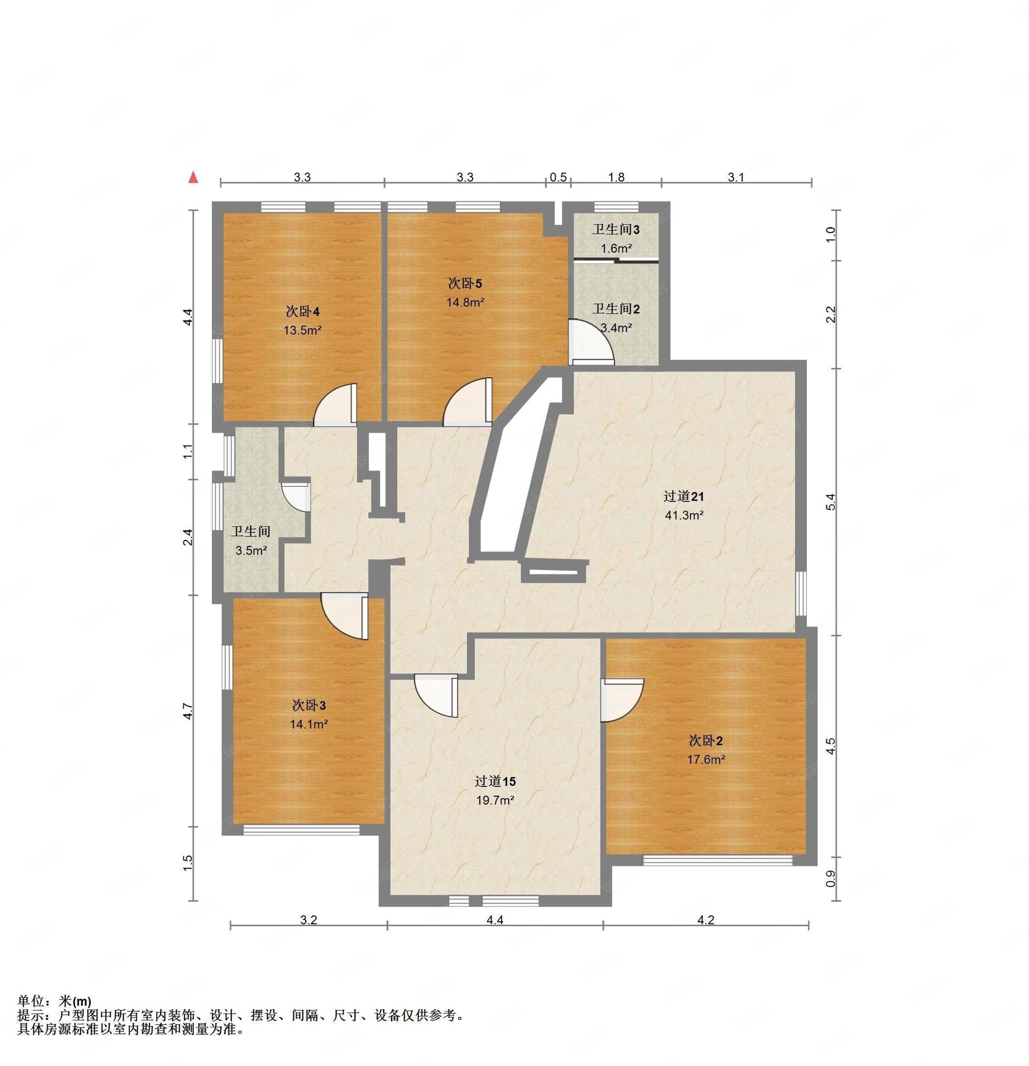 优山美地(b区)~正规5居室~婚房装修~采光好空间大~不临街