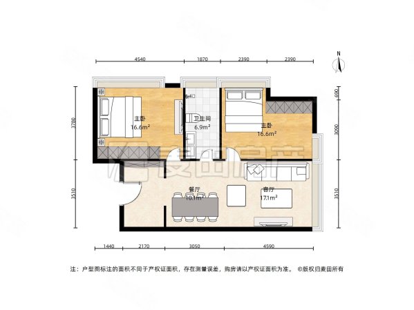 国瑞城(西区)2室1厅1卫107.75㎡东北950万