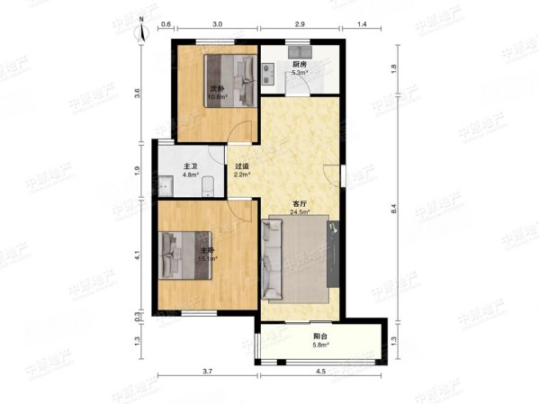 绿波城2室2厅1卫86.6㎡南330万