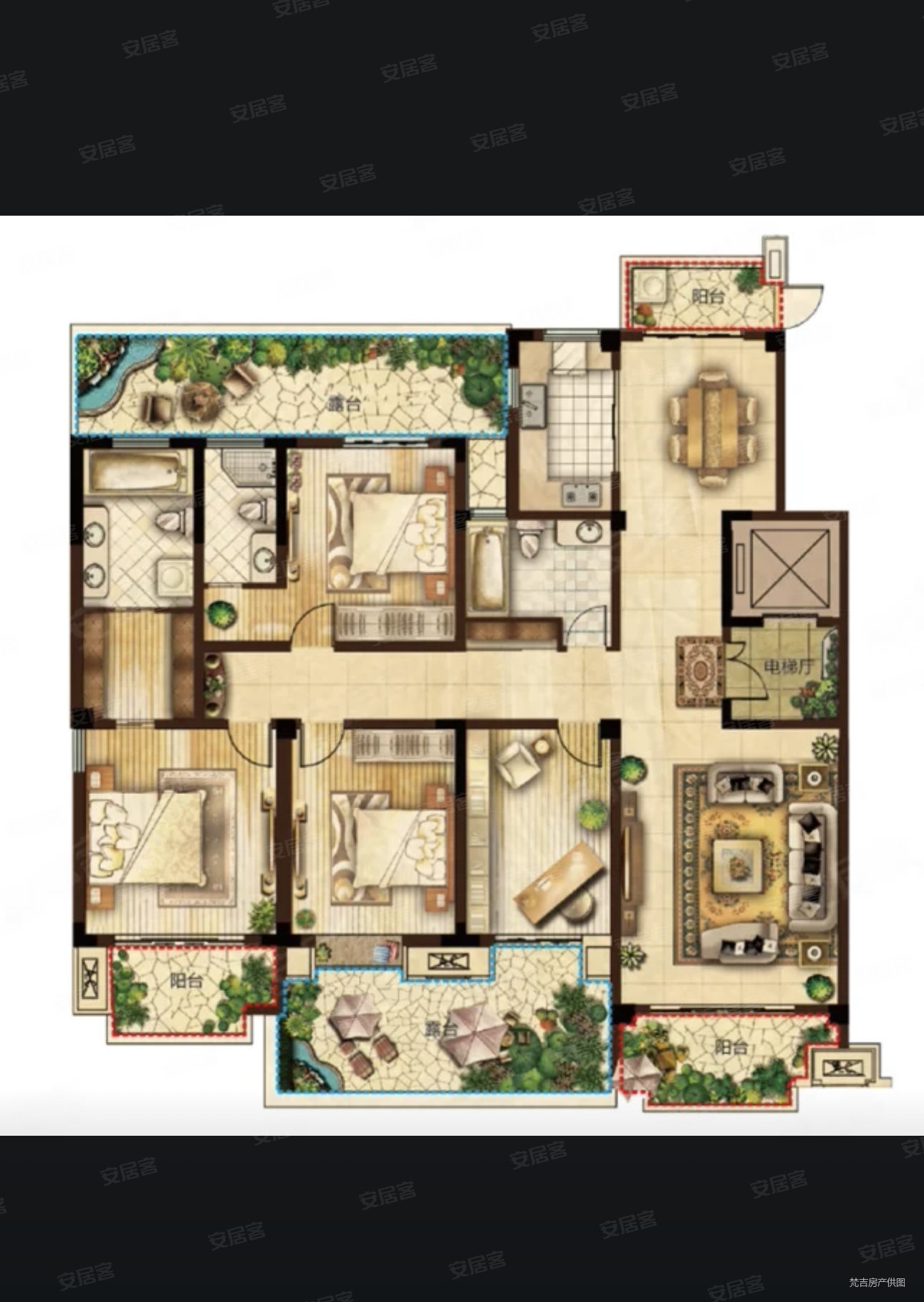 白鹭湾花园洋房带南北超大露台带双车位大平层户型