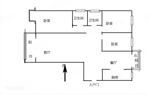 新东方龙湾在水一方3室2厅2卫135㎡南北150万