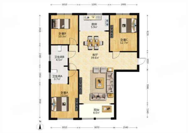 楼层户型好 毛坯自主装修 南 通透 未住,当代moma沿湖城二手房,133万