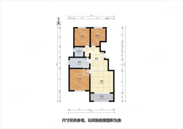 天铂澄园3室2厅1卫100㎡南北145万