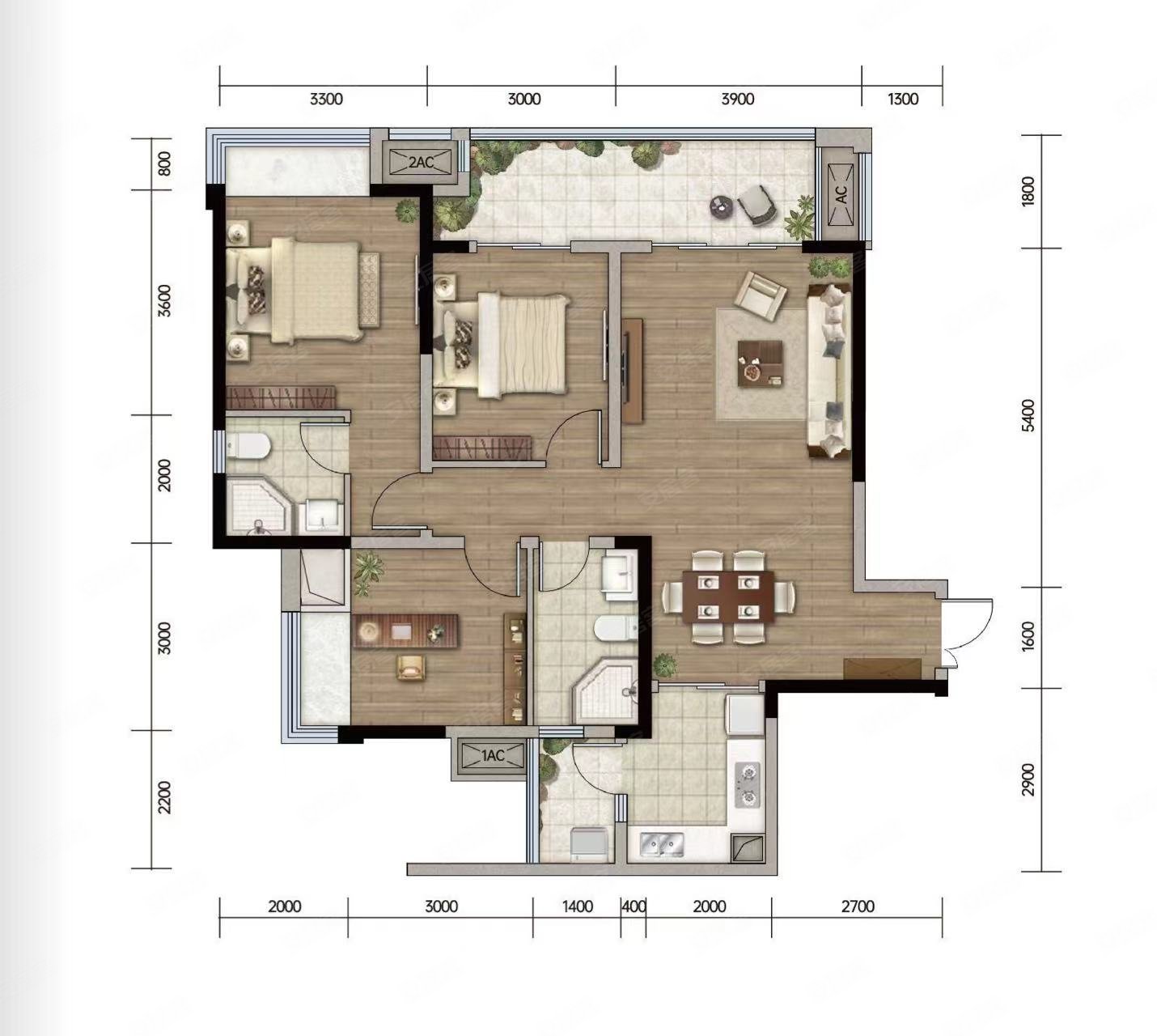 三峡广场融汇商圈环绕 正三房双卫户型抄底价格119万,融汇温泉城翰林