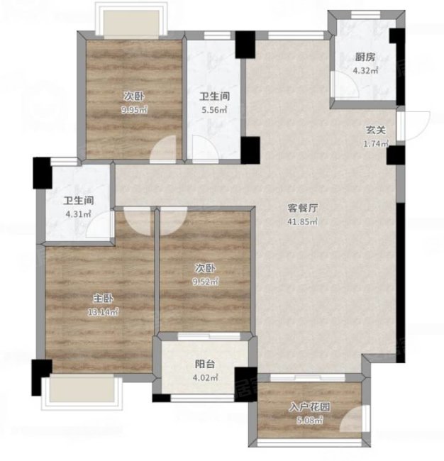 武夷山小区3室2厅2卫101㎡南北79.8万