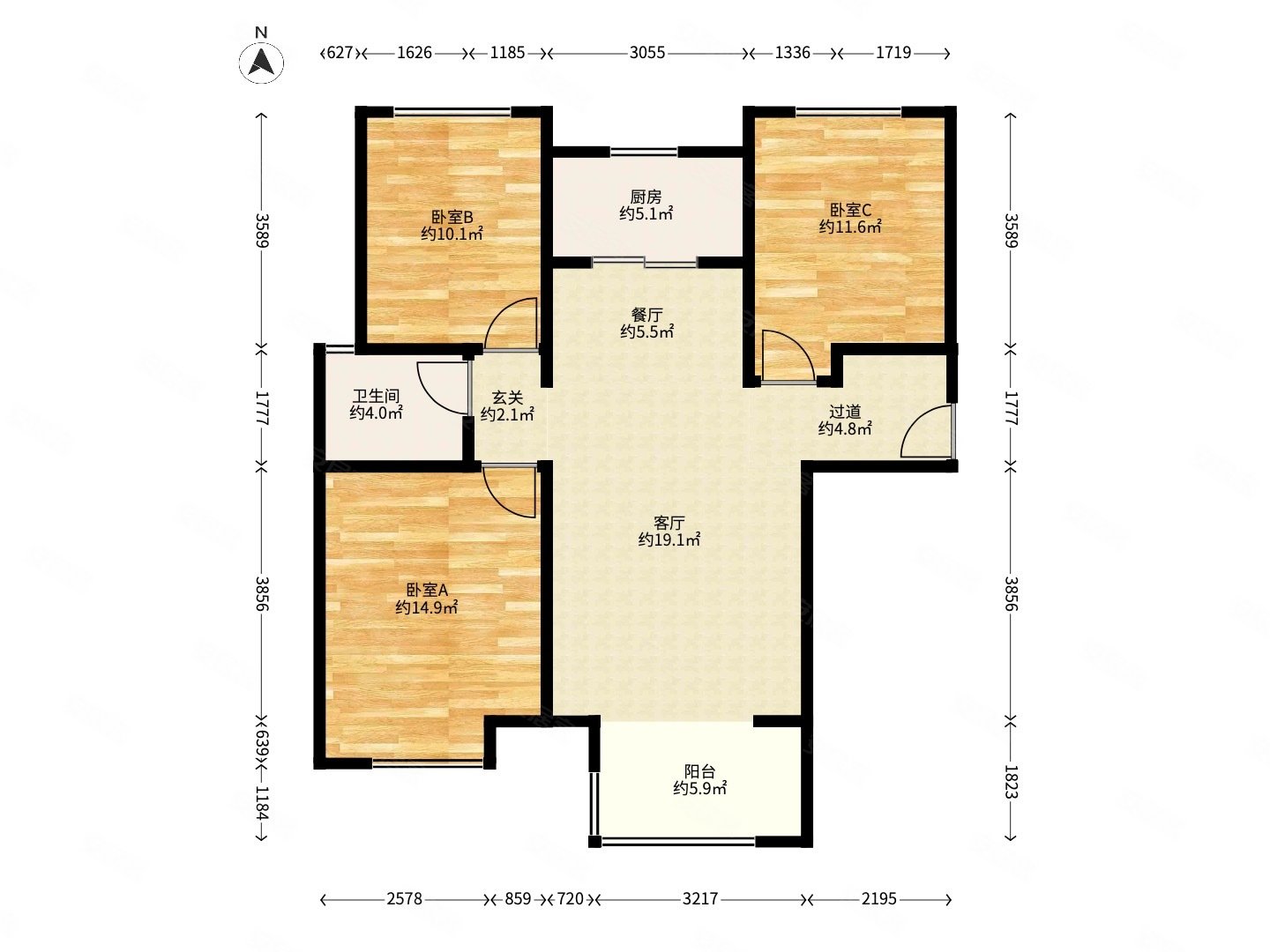 真实保证高迪墨香郡3室