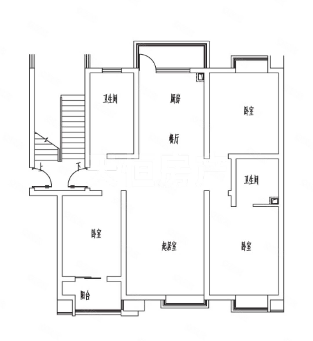 超性价比房源低首付名仕雅苑飞机户型三室两厅两卫带储藏室