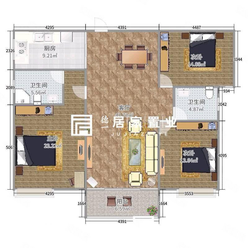 御景豪庭3室2厅2卫119㎡南北63.5万