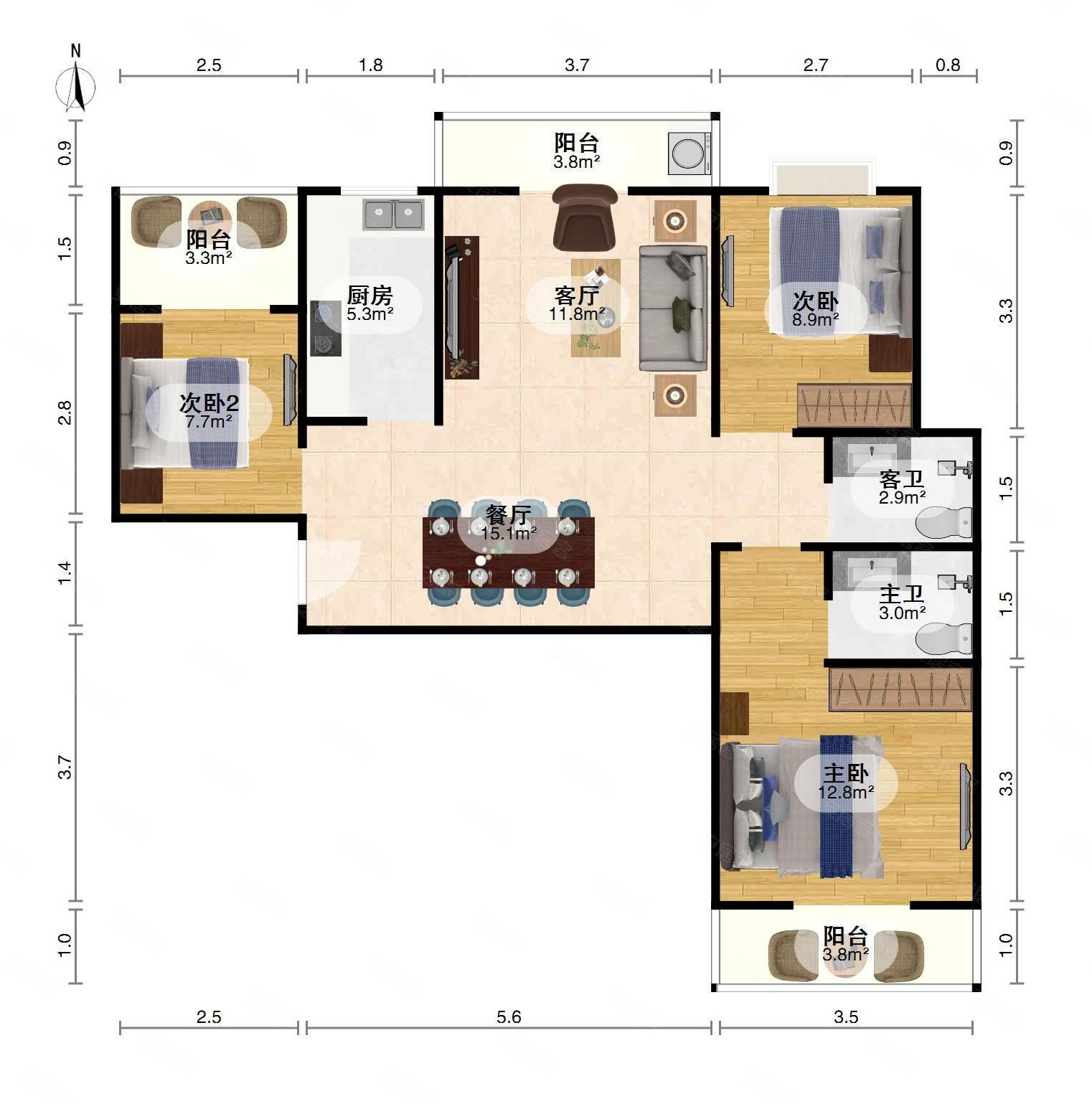 联投广场附近 证满 电梯房 世纪花园毛坯大三房 业主急卖