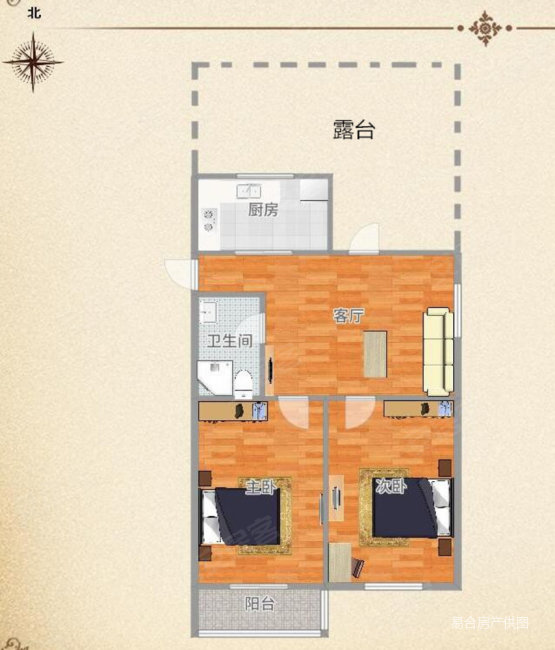 丰景高苑2室1厅1卫68.16㎡南北140万