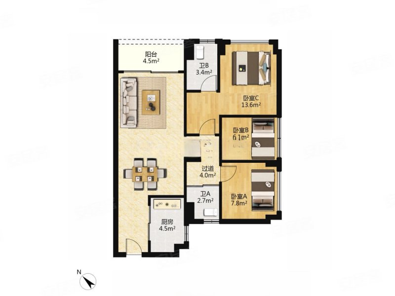 带电梯 房龄新 双卫格局 小三房 正规商品房 动静分离,碧桂园凤凰湾凤