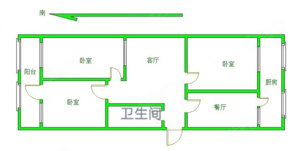 温泉南区东里社区3室2厅1卫99.64㎡南北165万