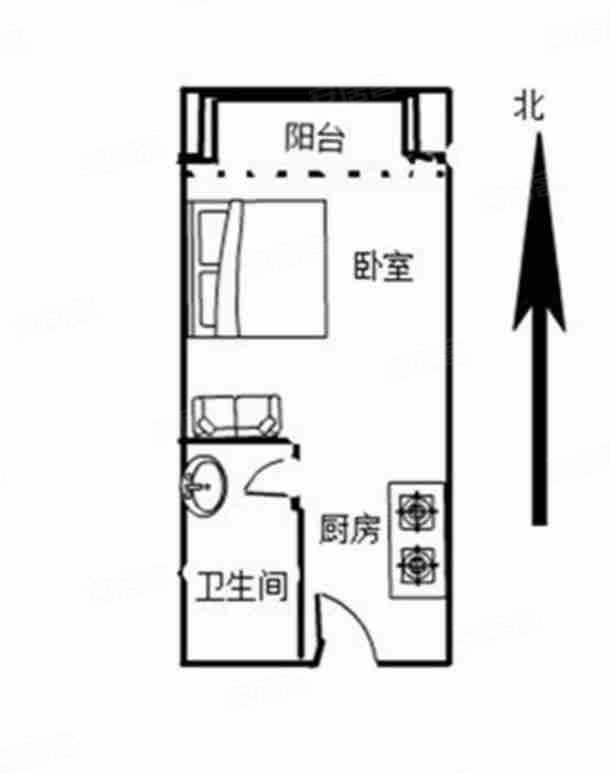 恒隆华萃园1室0厅1卫37.17㎡北85万