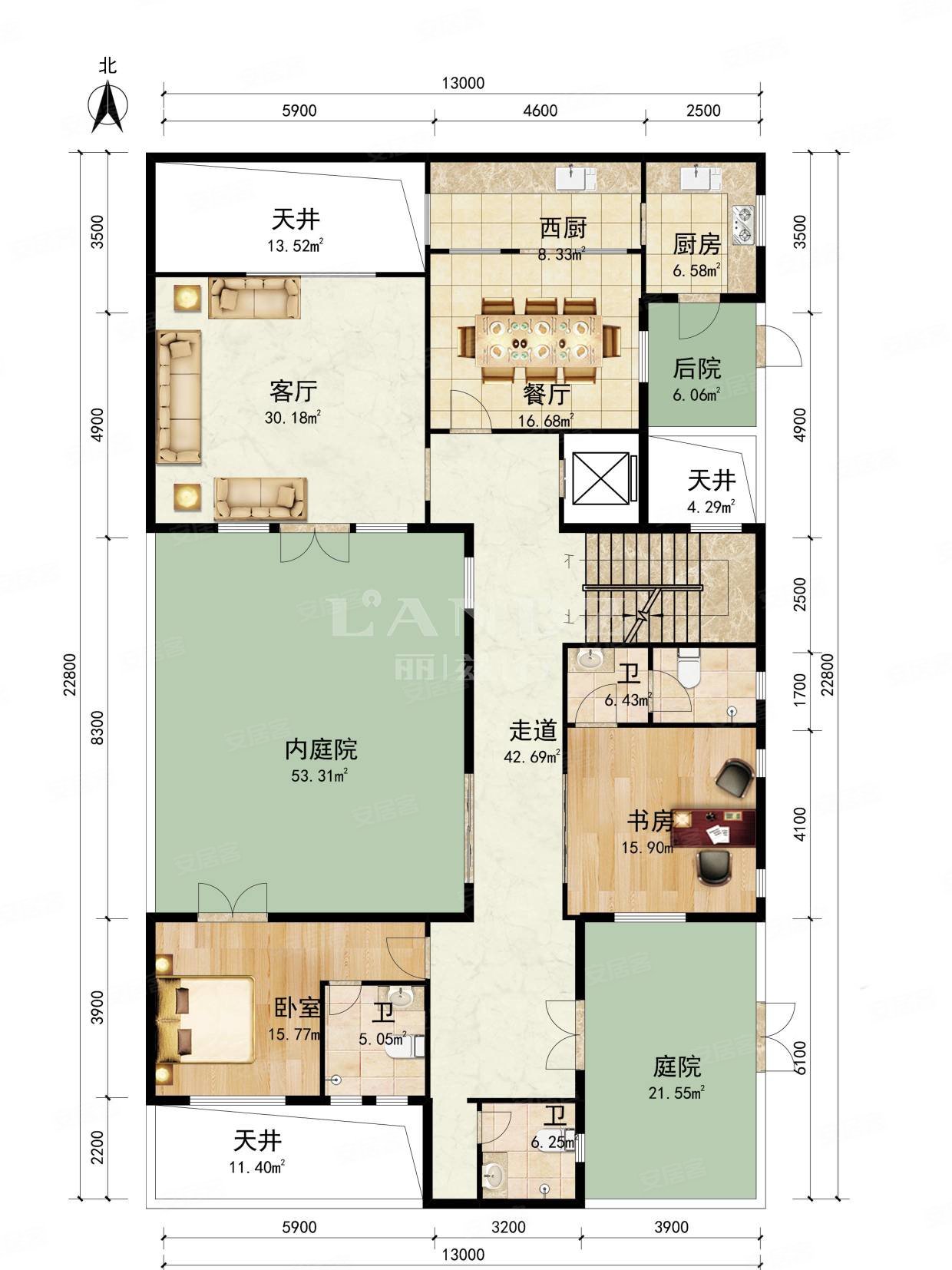 (来电看房)中粮瑞府(新出!南端精装小府)单层240中式府园