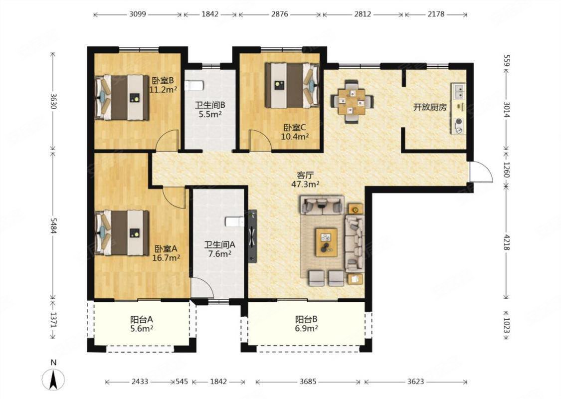万达旁钓鱼台带车位136平米只卖58万