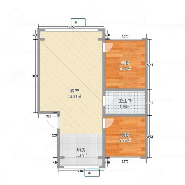 鑫水湖畔2室1厅1卫110㎡南北65万