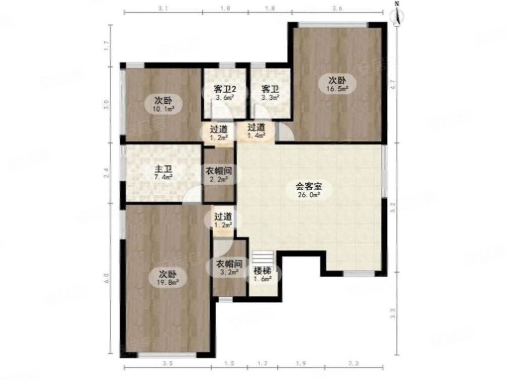 嘉浩别墅二手房,1720万,4室3厅,3卫,224平米