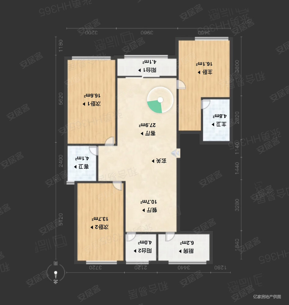 云锦花苑3室2厅2卫129.29㎡南北142.6万