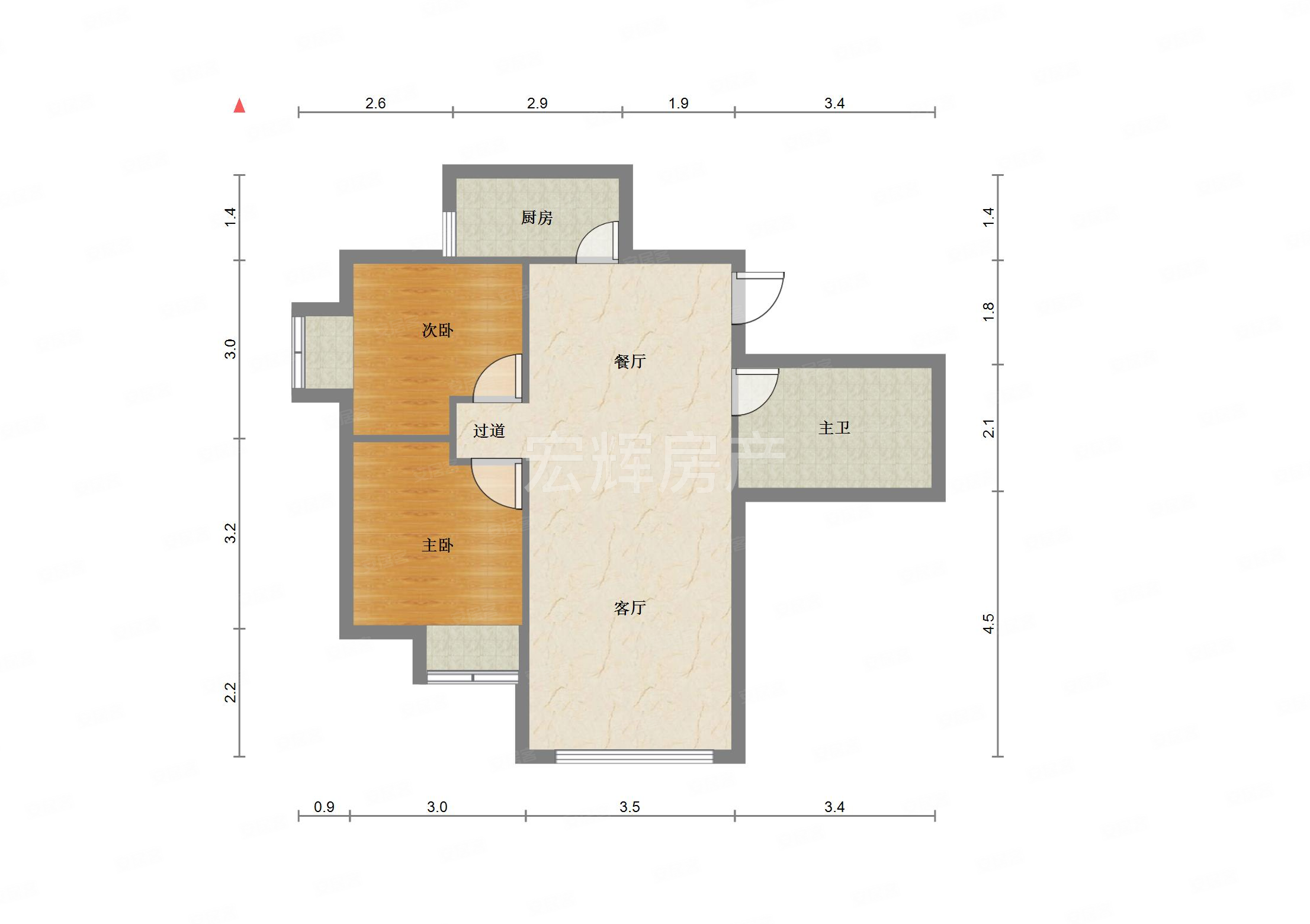 格兰绿都2室1厅1卫82.7㎡南110万