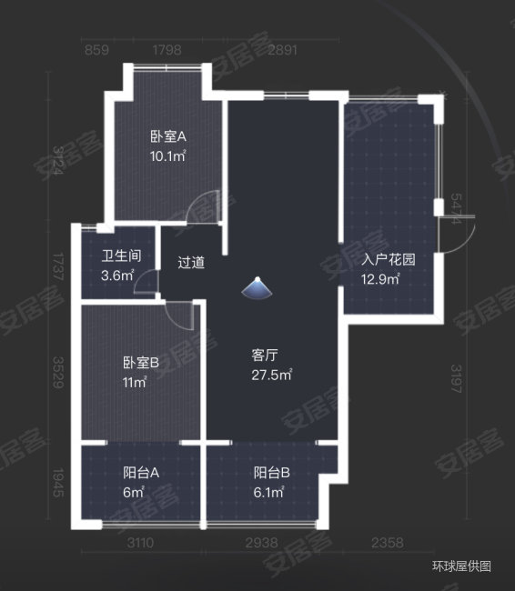 绿地城骏园3室2厅1卫86.4㎡南北110万